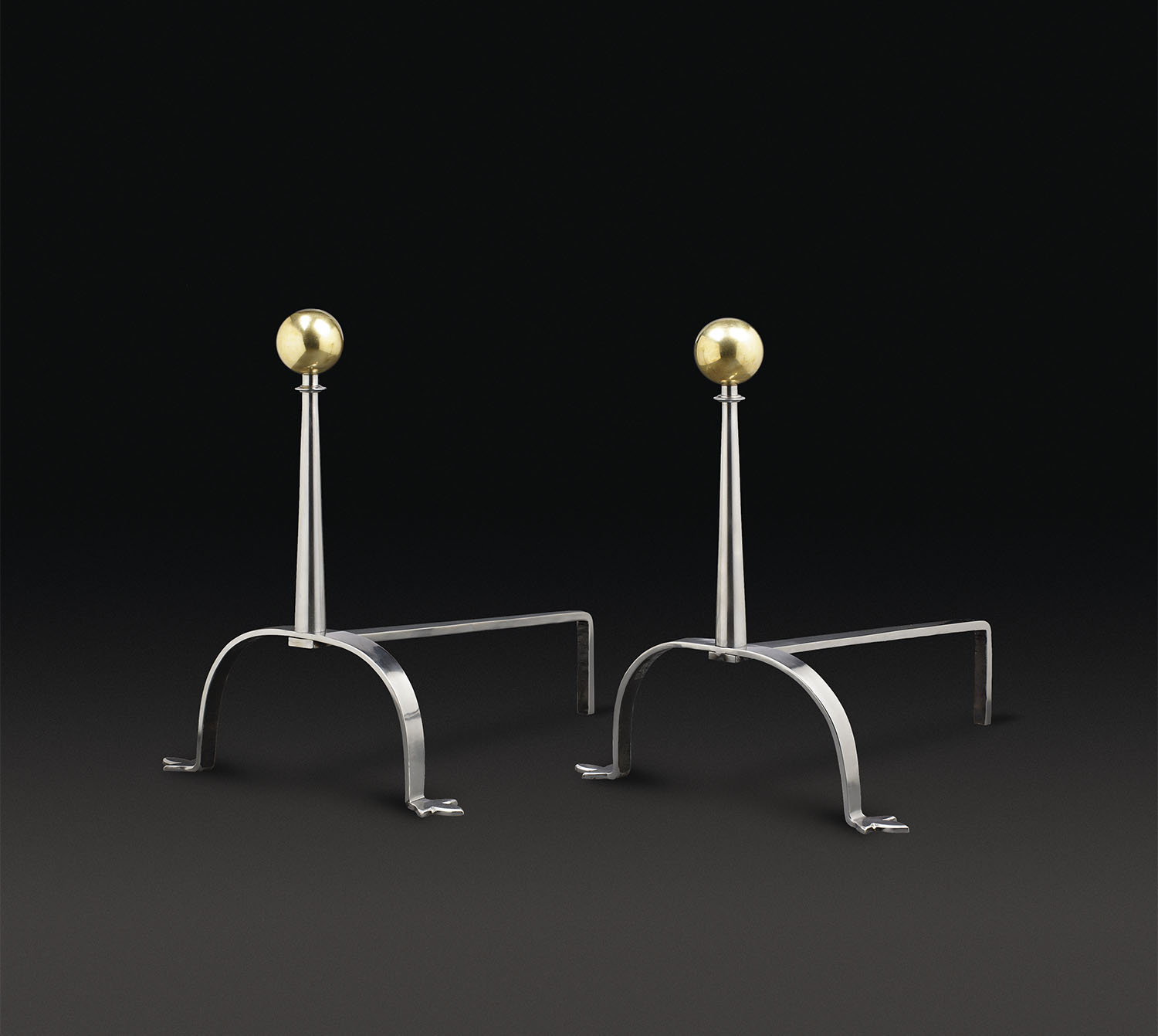 Jamb Fleur de Lys Andirons baskets and dogs