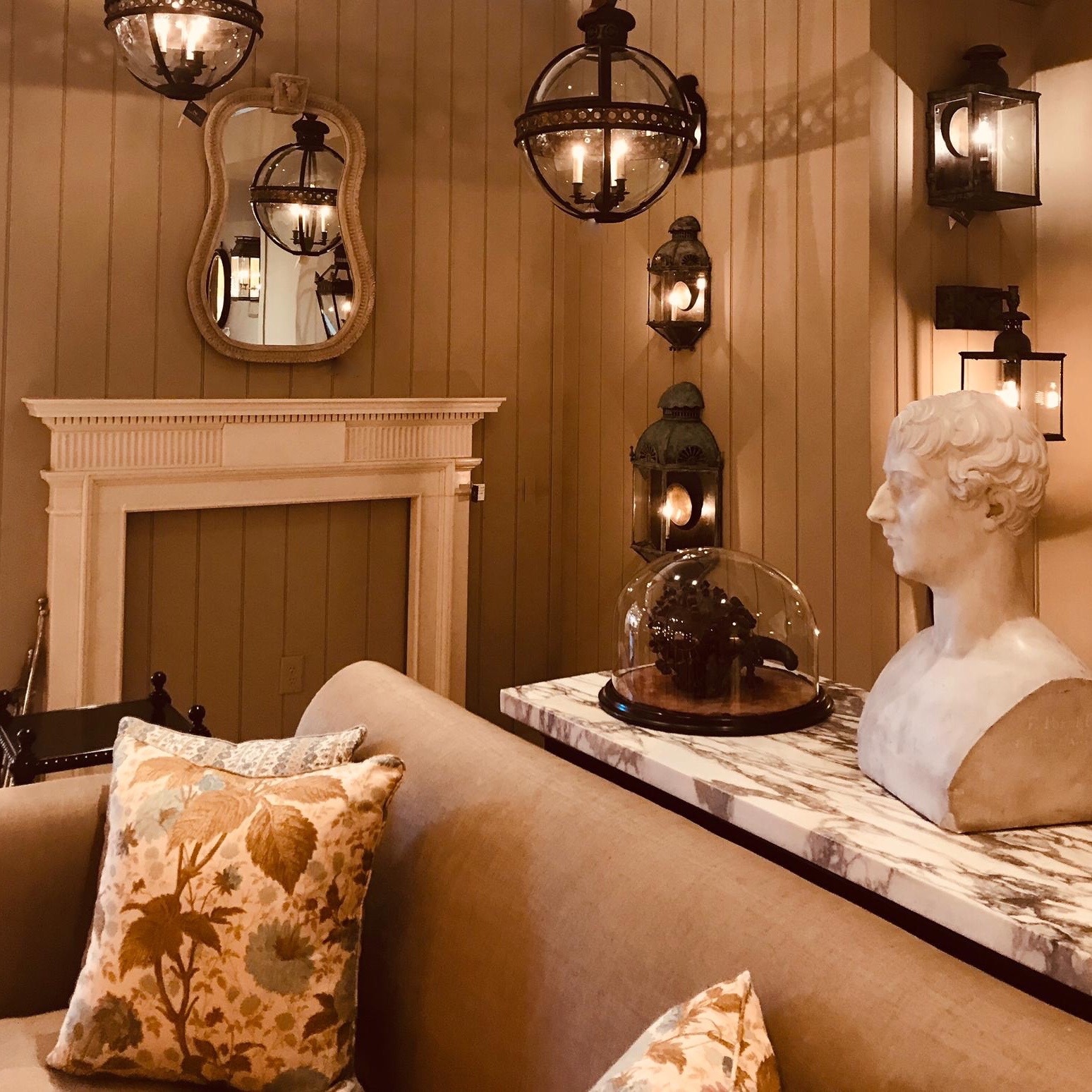 Jamb's fireplace, lighting and furniture reproduction designs.