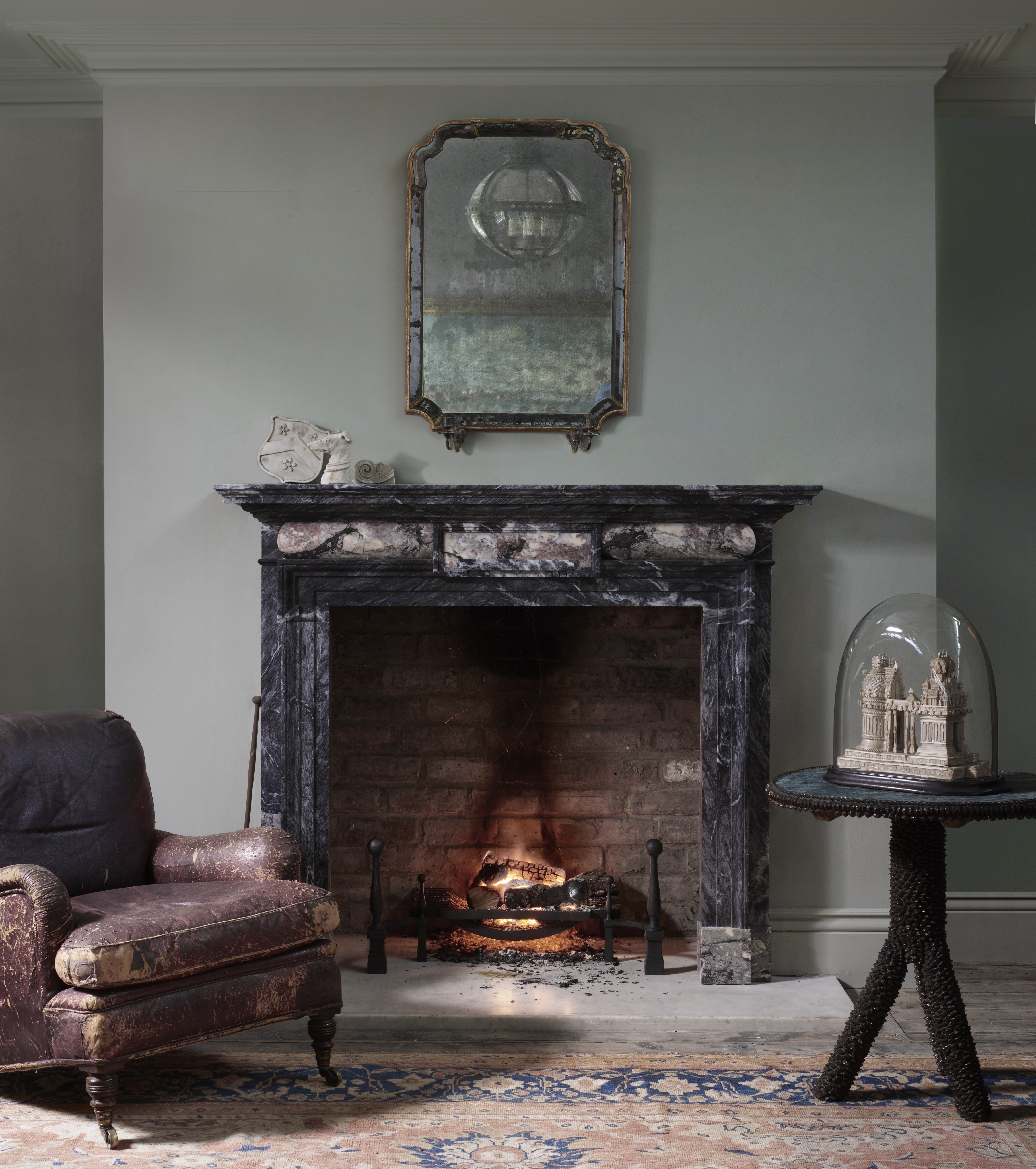 The Argyll reproduction mantel in the highest quality breche marbles.