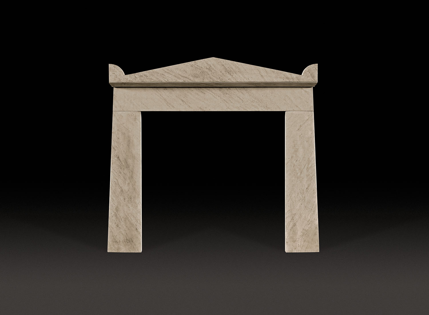 The Grenville: a dramatic limestone fireplace which displays many characteristics of the classic Egyptian revivalist style of the English Regency, synonymous with Thomas Hope (1769–1831)